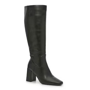 Kelly & Katie Freyna tall square toe knee high heeled boot black